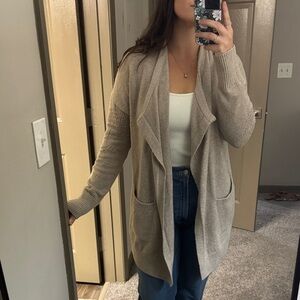 Cozy Beige Open-Front Cardigan